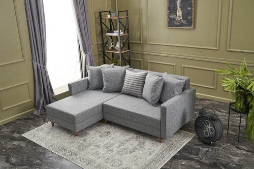 Asir Divano Angolare Letto a sinistro 2 posti in tessuto Aydam Grigio