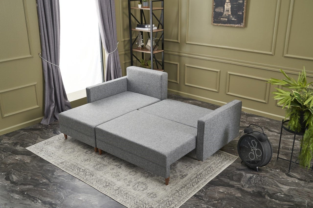 Asir Divano Angolare Letto a sinistro 2 posti in tessuto Aydam Grigio