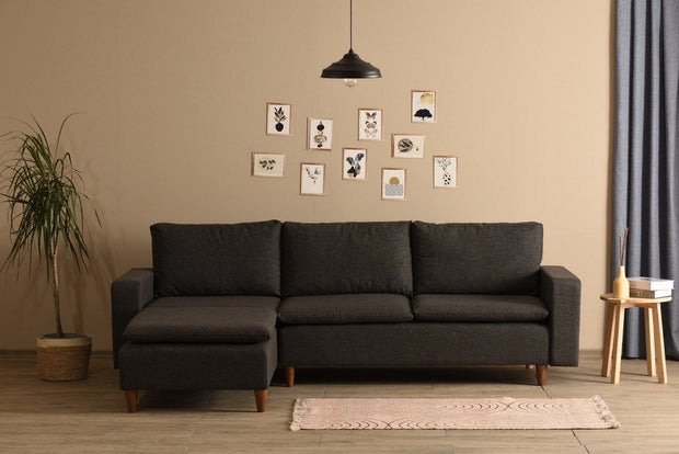 Asir Divano Angolare Letto a sinistro 2 posti in tessuto Lungo Grigio