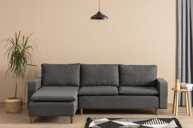 Asir Divano Angolare Letto a sinistro 2 posti in tessuto Lungo Grigio