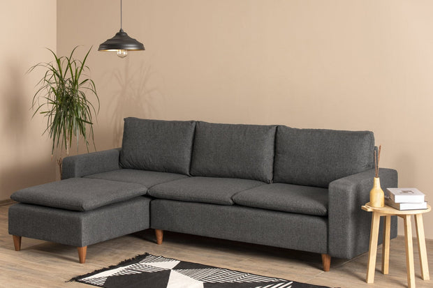 Asir Divano Angolare Letto a sinistro 2 posti in tessuto Lungo Grigio