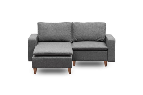 Asir Divano Angolare Letto a sinistro 2 posti in tessuto Lungo Mini Grigio
