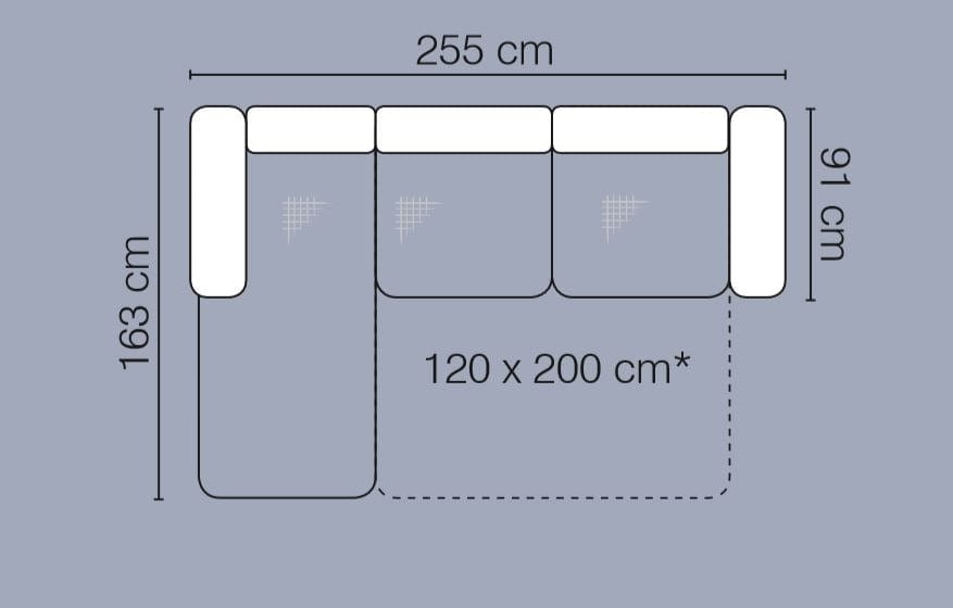 Divano Angolare Letto a sinistro 3 posti Chance Piccola Grigio (5)