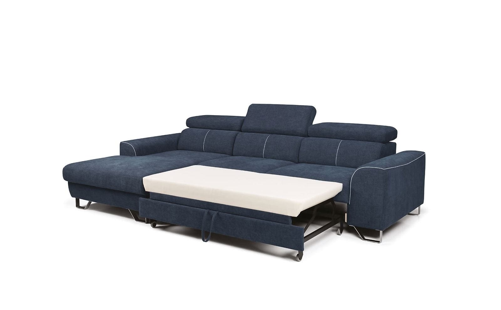 Divano Angolare Letto a sinistro 3 posti in tessuto Astino Piccola Blu (4)