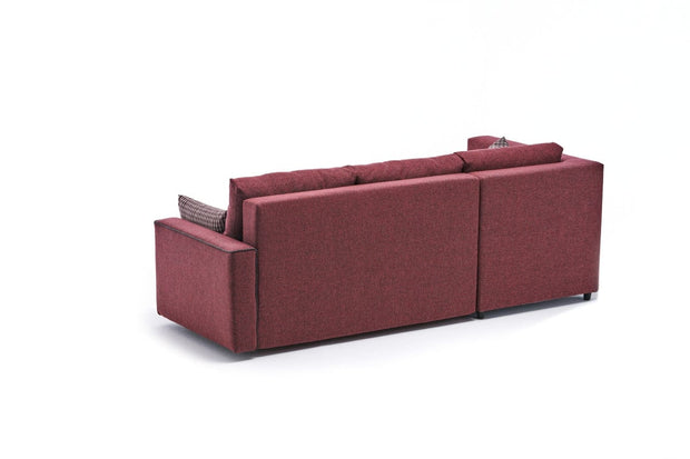 Asir Divano Angolare Letto a sinistro 3 posti in tessuto Ece Bordeaux