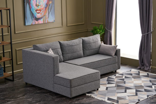 Asir Divano Angolare Letto a sinistro 3 posti in tessuto Ece Grigio