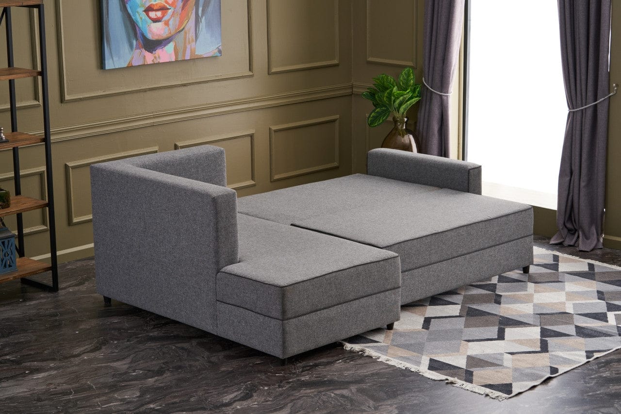 Asir Divano Angolare Letto a sinistro 3 posti in tessuto Ece Grigio