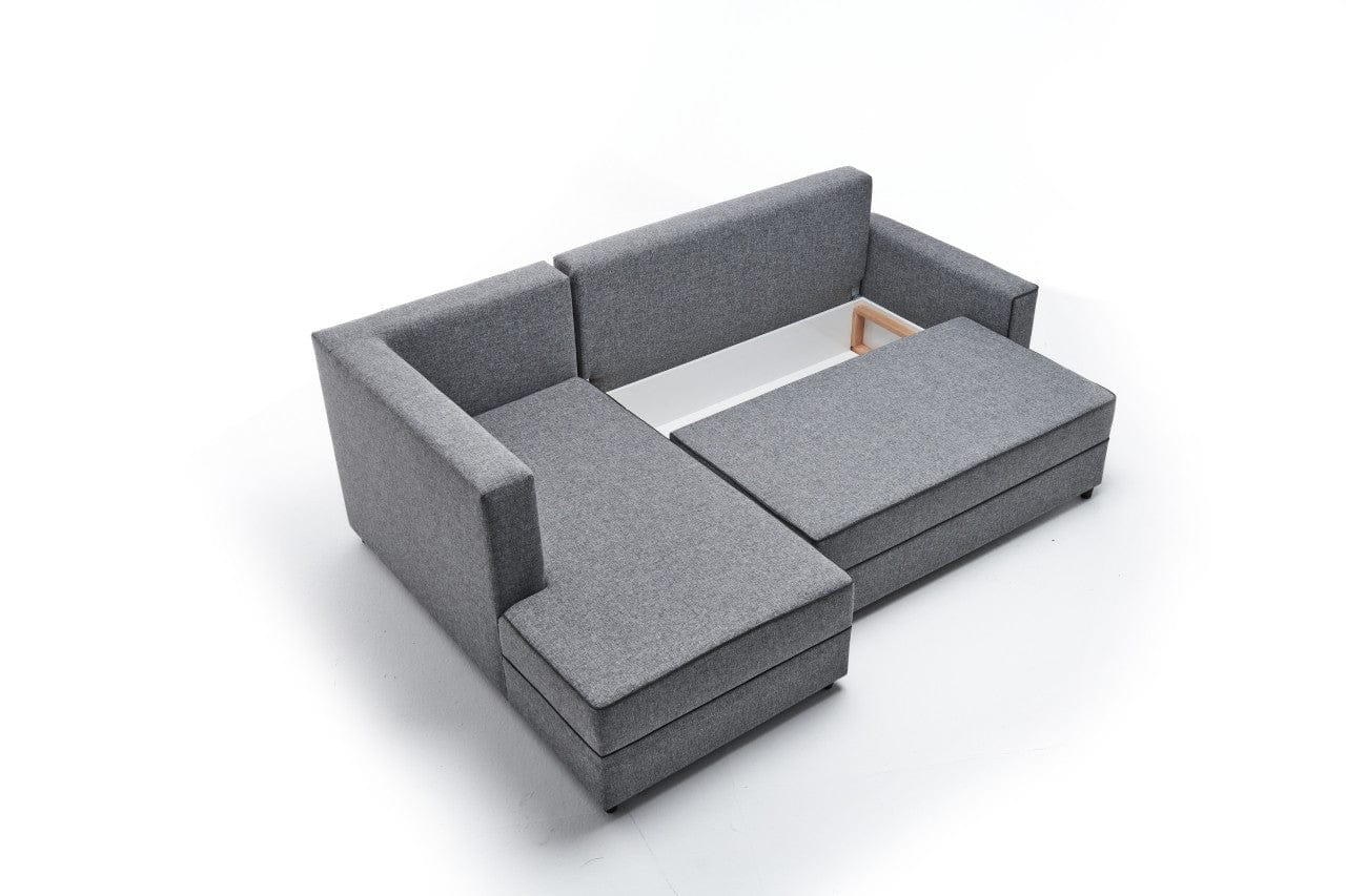 Asir Divano Angolare Letto a sinistro 3 posti in tessuto Ece Grigio