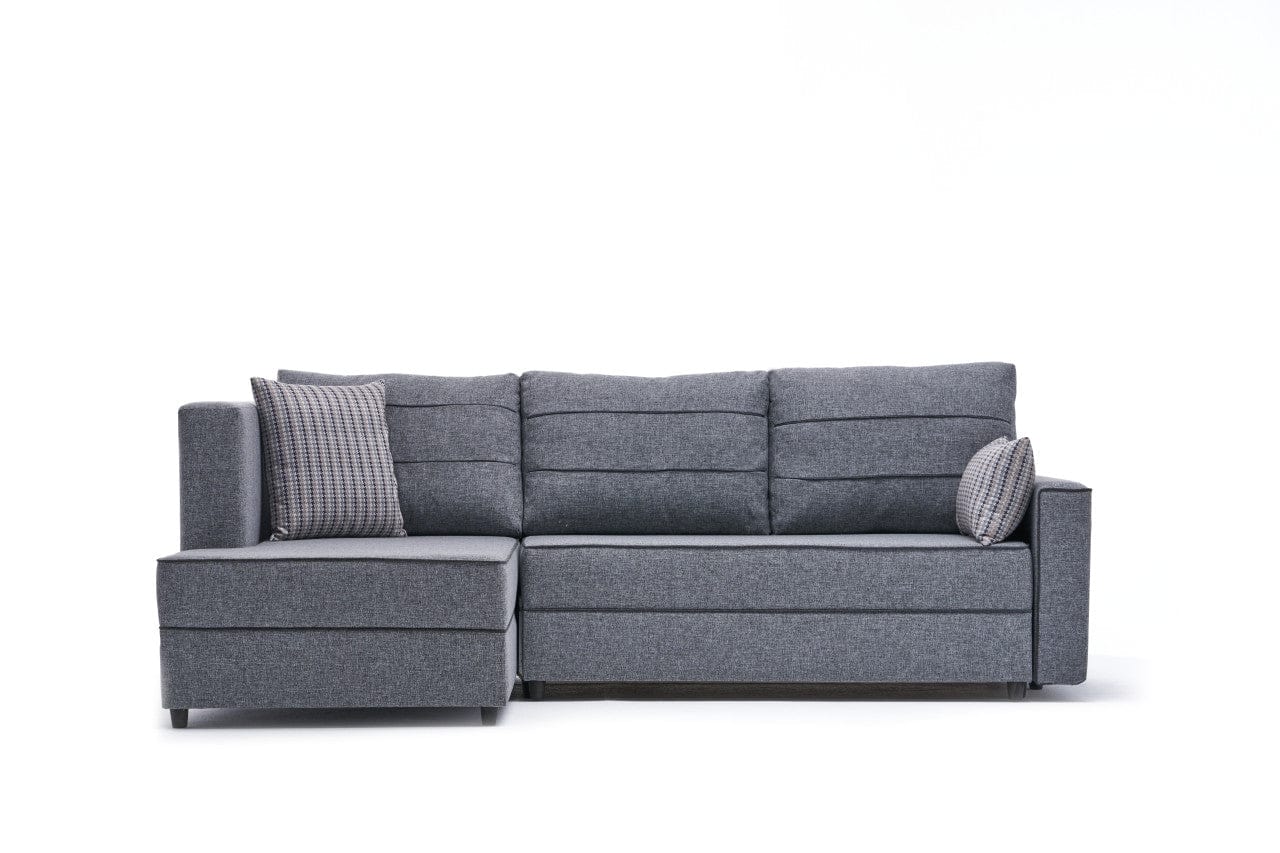 Asir Divano Angolare Letto a sinistro 3 posti in tessuto Ece Grigio