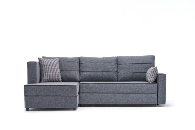 Asir Divano Angolare Letto a sinistro 3 posti in tessuto Ece Grigio