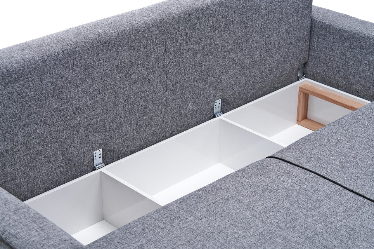 Asir Divano Angolare Letto a sinistro 3 posti in tessuto Ece Grigio