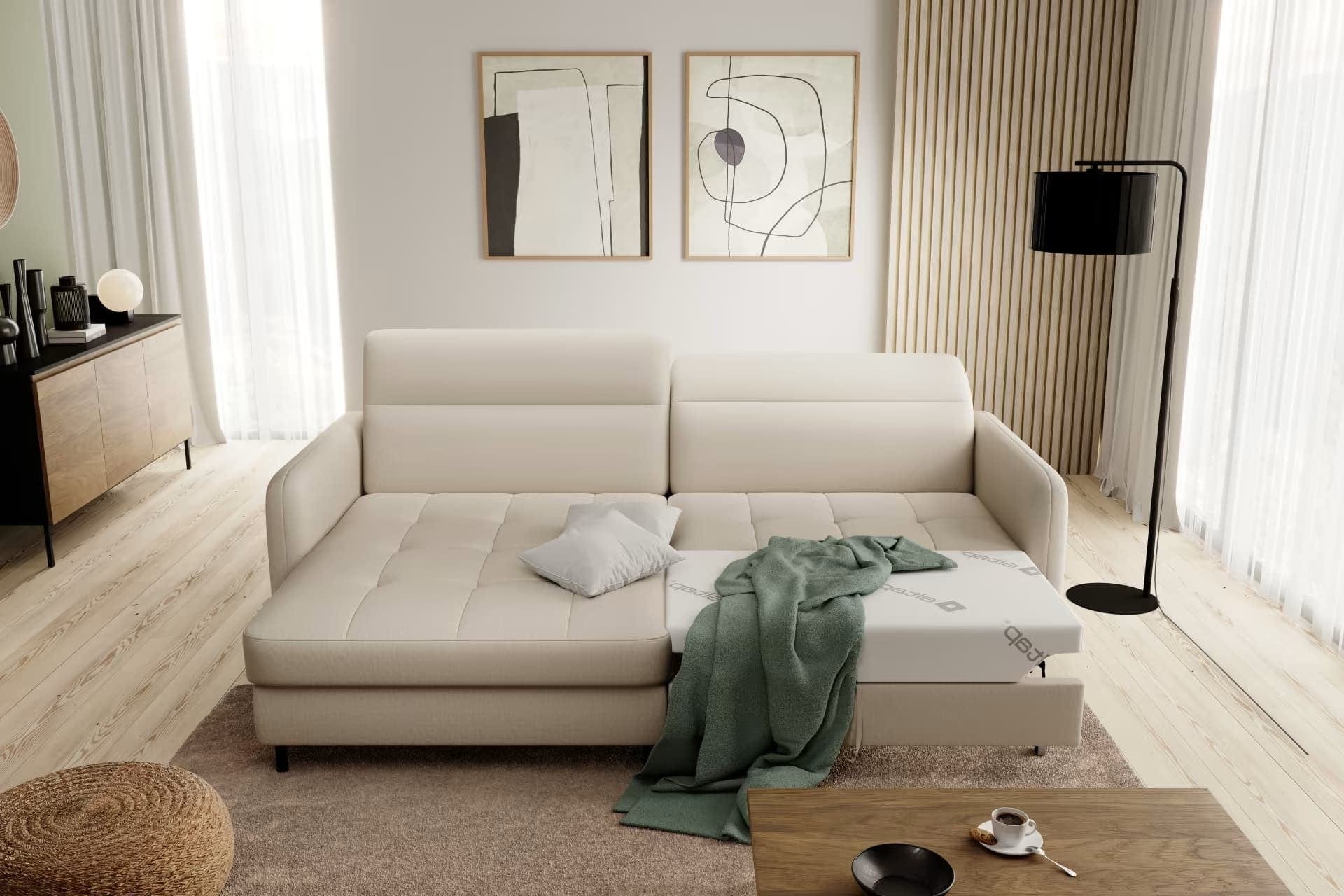 Eltap Divano Angolare Letto a sinistro 3 posti, in tessuto Gomez Plus Beige