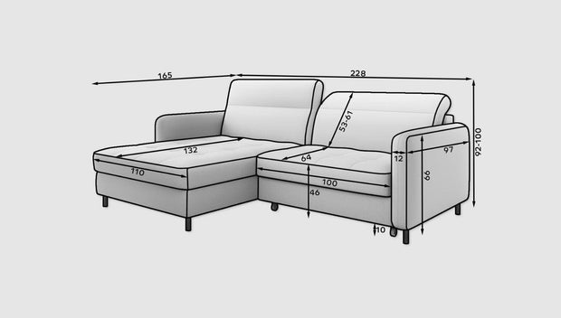 Eltap Divano Angolare Letto a sinistro 3 posti, in tessuto Gomez Plus Beige