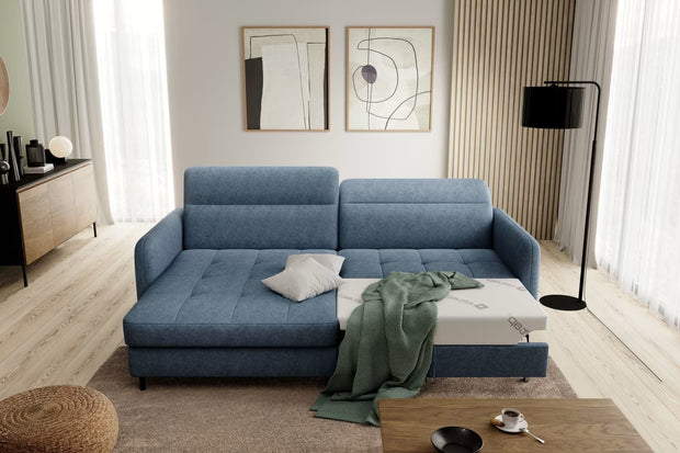 Eltap Divano Angolare Letto a sinistro 3 posti, in tessuto Gomez Plus Blu