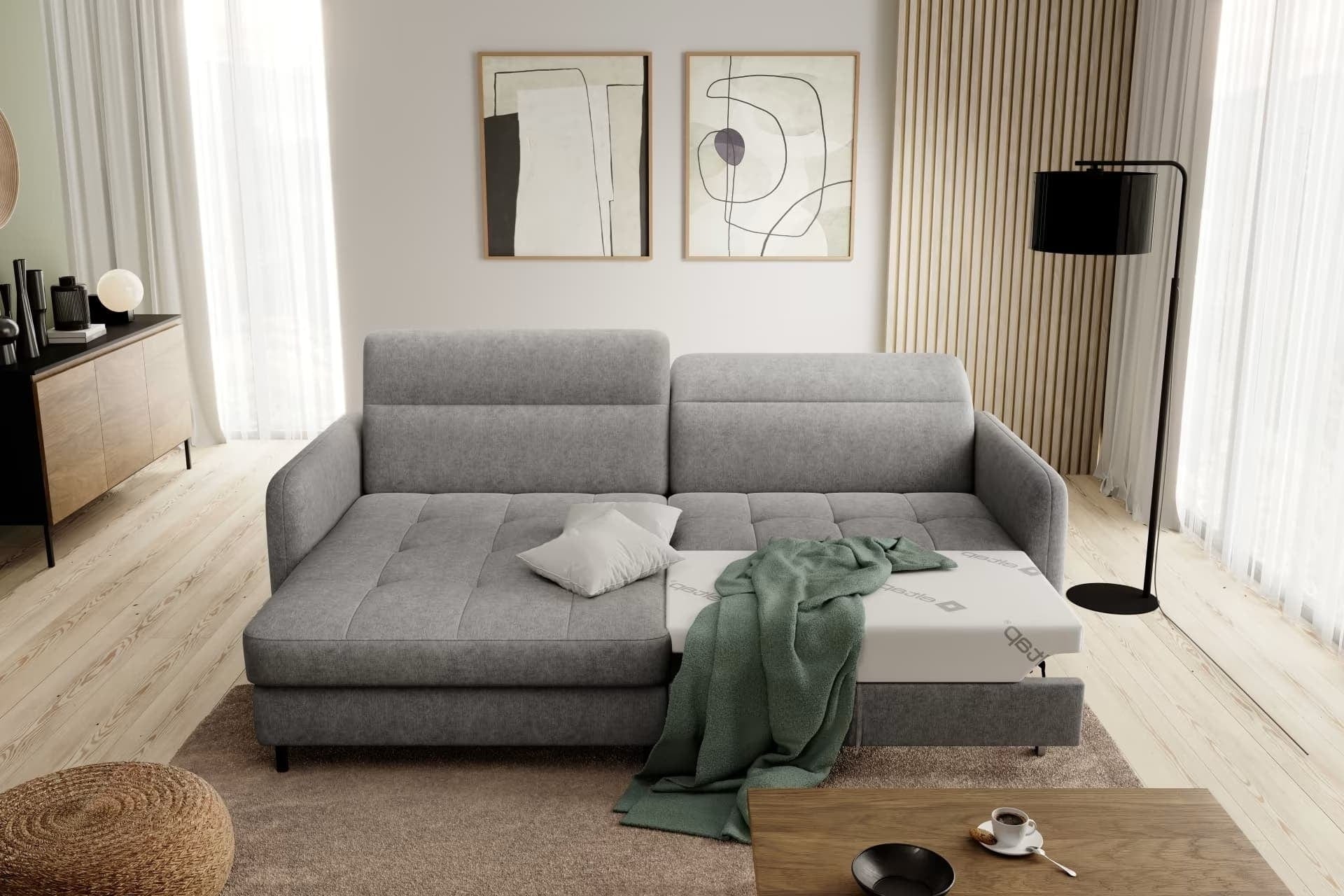 Eltap Divano Angolare Letto a sinistro 3 posti, in tessuto Gomez Plus Grigio