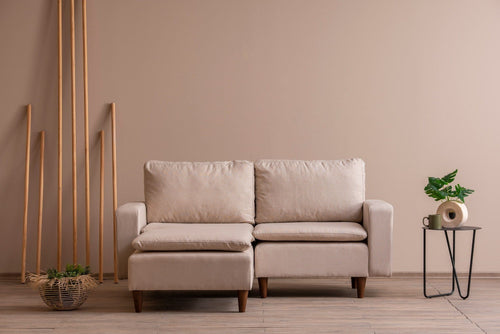 Asir Divano Angolare Letto a sinistro 3 posti in tessuto Lungo Mini Crema