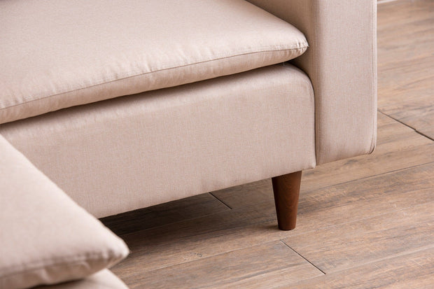 Asir Divano Angolare Letto a sinistro 3 posti in tessuto Lungo Mini Crema