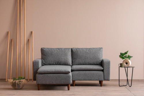 Asir Divano Angolare Letto a sinistro 3 posti in tessuto Lungo Mini Grigio