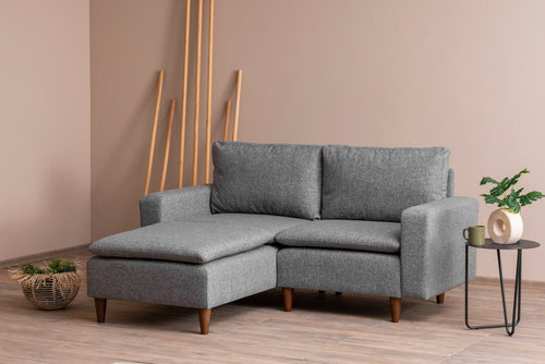 Asir Divano Angolare Letto a sinistro 3 posti in tessuto Lungo Mini Grigio
