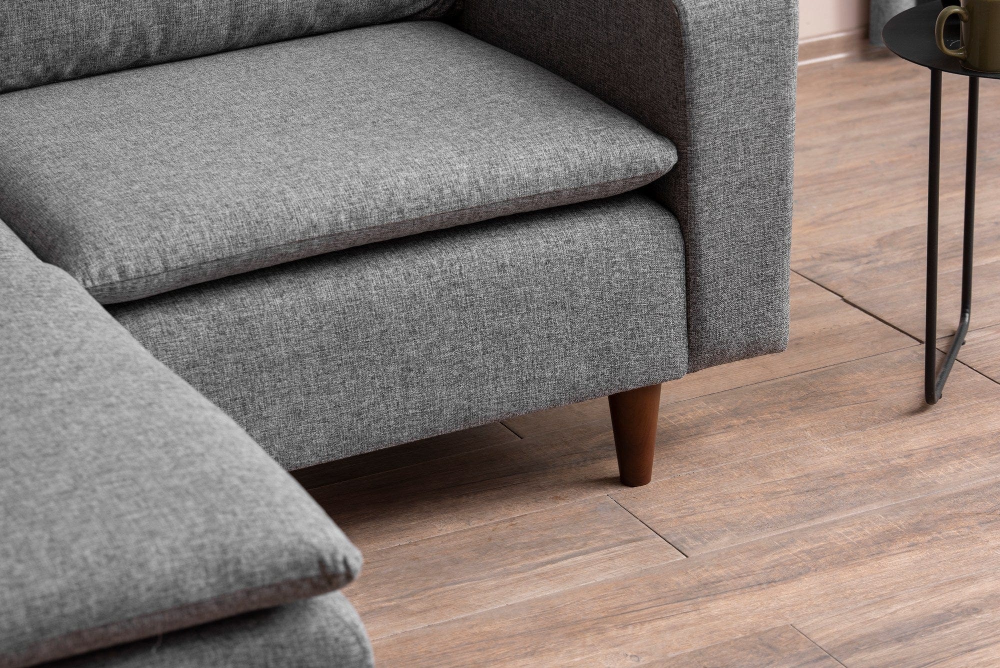 Asir Divano Angolare Letto a sinistro 3 posti in tessuto Lungo Mini Grigio