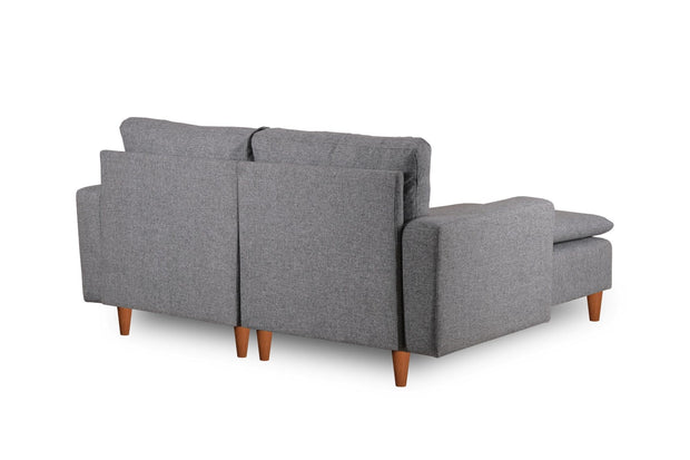 Asir Divano Angolare Letto a sinistro 3 posti in tessuto Lungo Mini Grigio