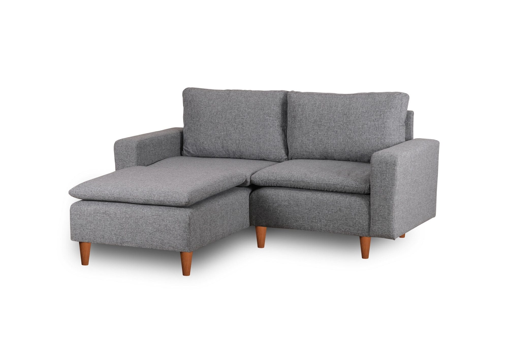 Asir Divano Angolare Letto a sinistro 3 posti in tessuto Lungo Mini Grigio