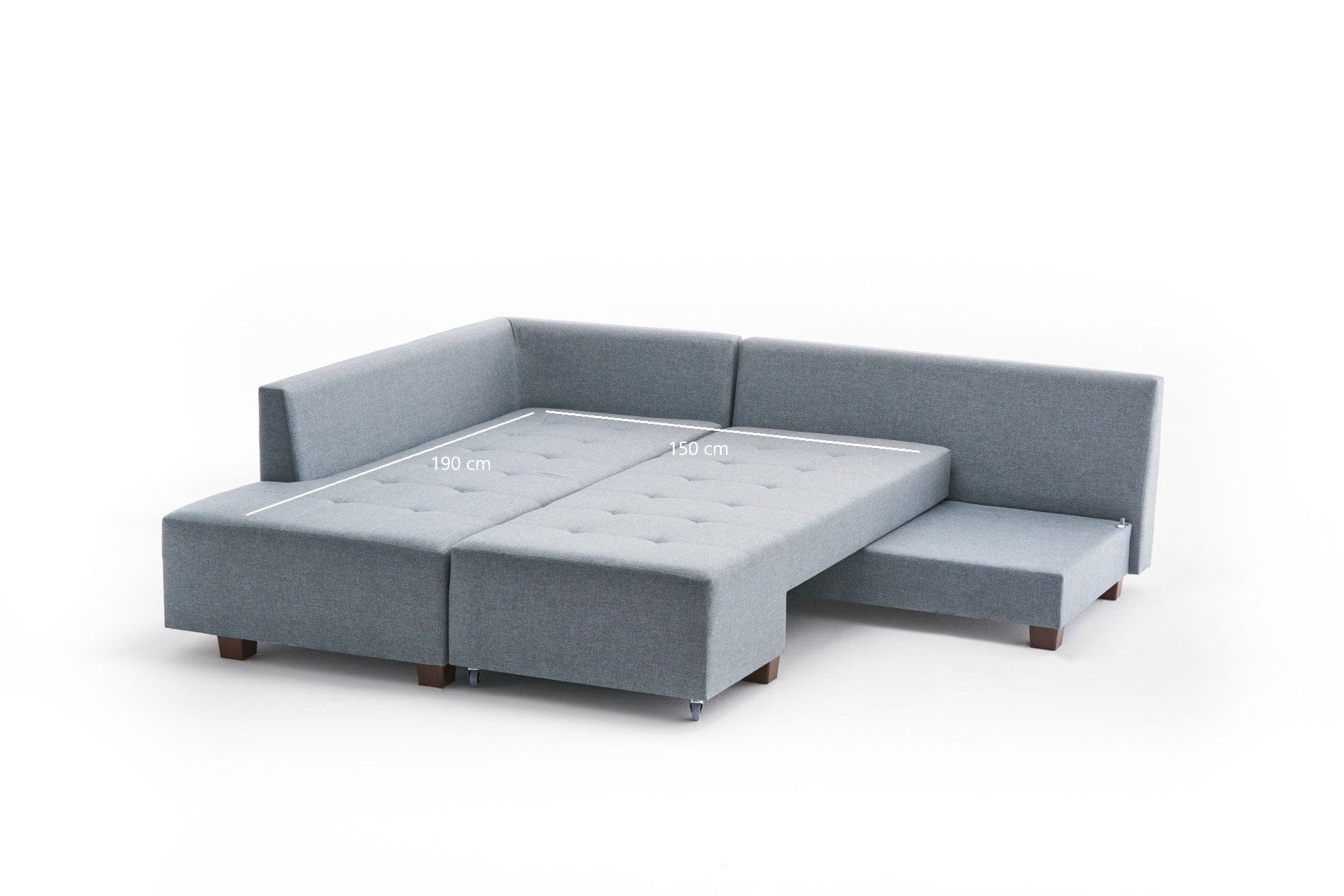 Asir Divano Angolare Letto a sinistro 3 posti in tessuto Manama Blu