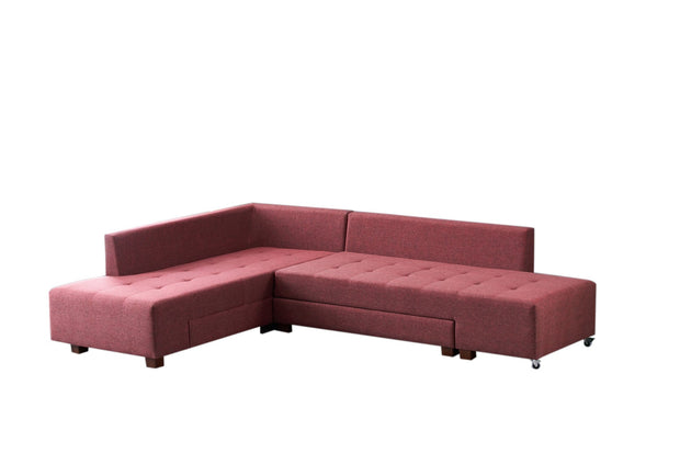 Asir Divano Angolare Letto a sinistro 3 posti in tessuto Manama Bordeaux