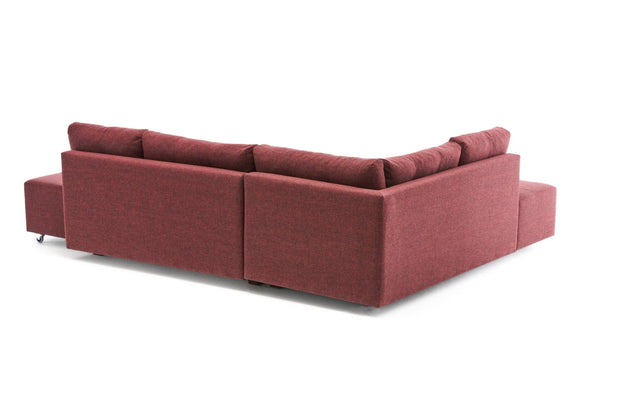 Asir Divano Angolare Letto a sinistro 3 posti in tessuto Manama Bordeaux