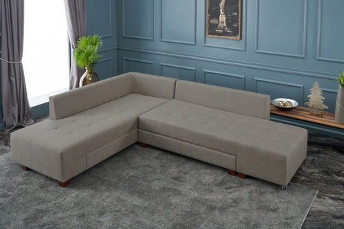 Asir Divano Angolare Letto a sinistro 3 posti in tessuto Manama Crema