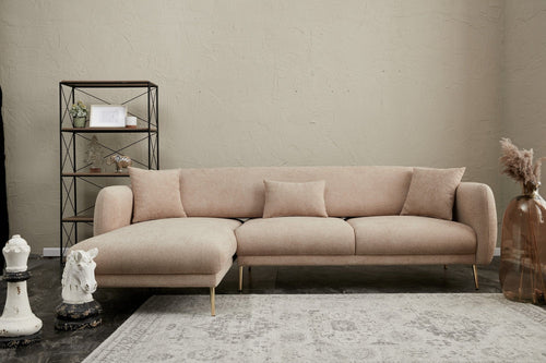 Asir Divano Angolare Letto a sinistro 3 posti in tessuto Simena Beige