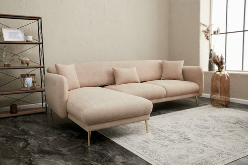 Asir Divano Angolare Letto a sinistro 3 posti in tessuto Simena Beige