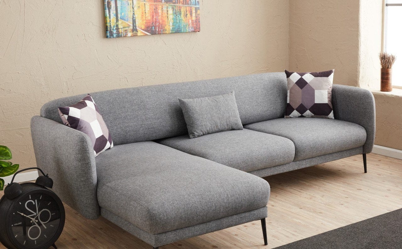 Asir Divano Angolare Letto a sinistro 3 posti in tessuto Venus Grigio