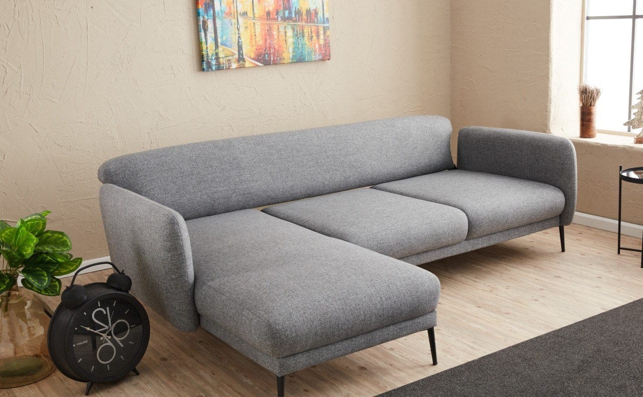 Asir Divano Angolare Letto a sinistro 3 posti in tessuto Venus Grigio