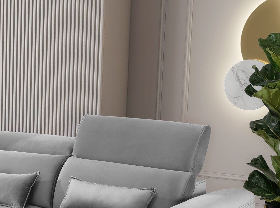 Eltap Divano Angolare Letto a sinistro 3 posti, in velluto Fobleros Plus Grigio