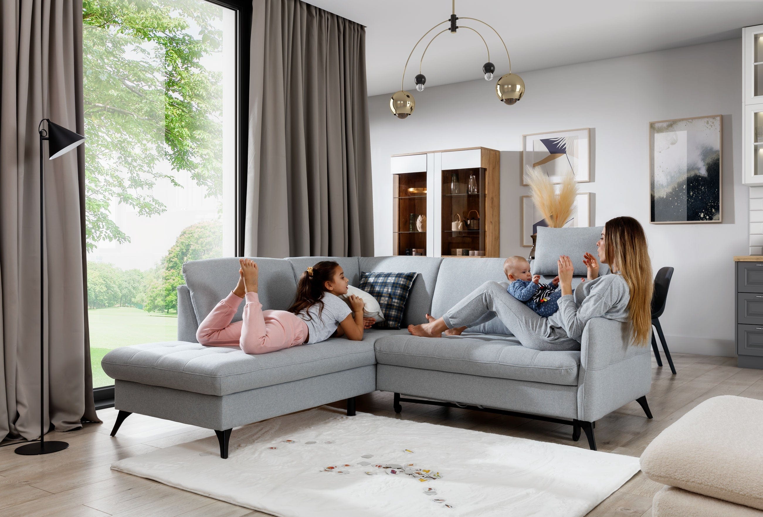 Divano Angolare Letto a sinistro 3 posti Luks L Grigio (5)