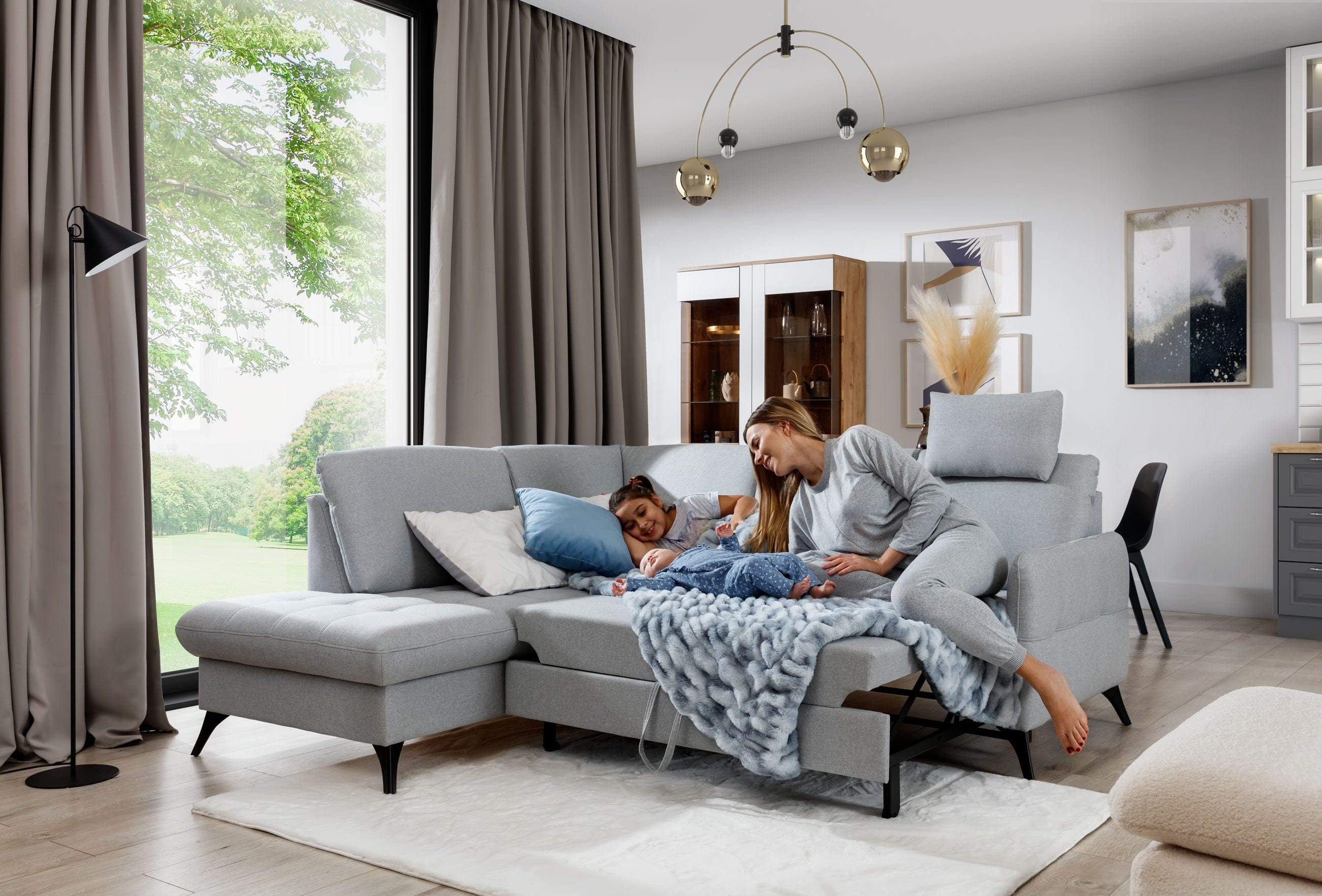 Divano Angolare Letto a sinistro 3 posti Luks L Grigio (6)