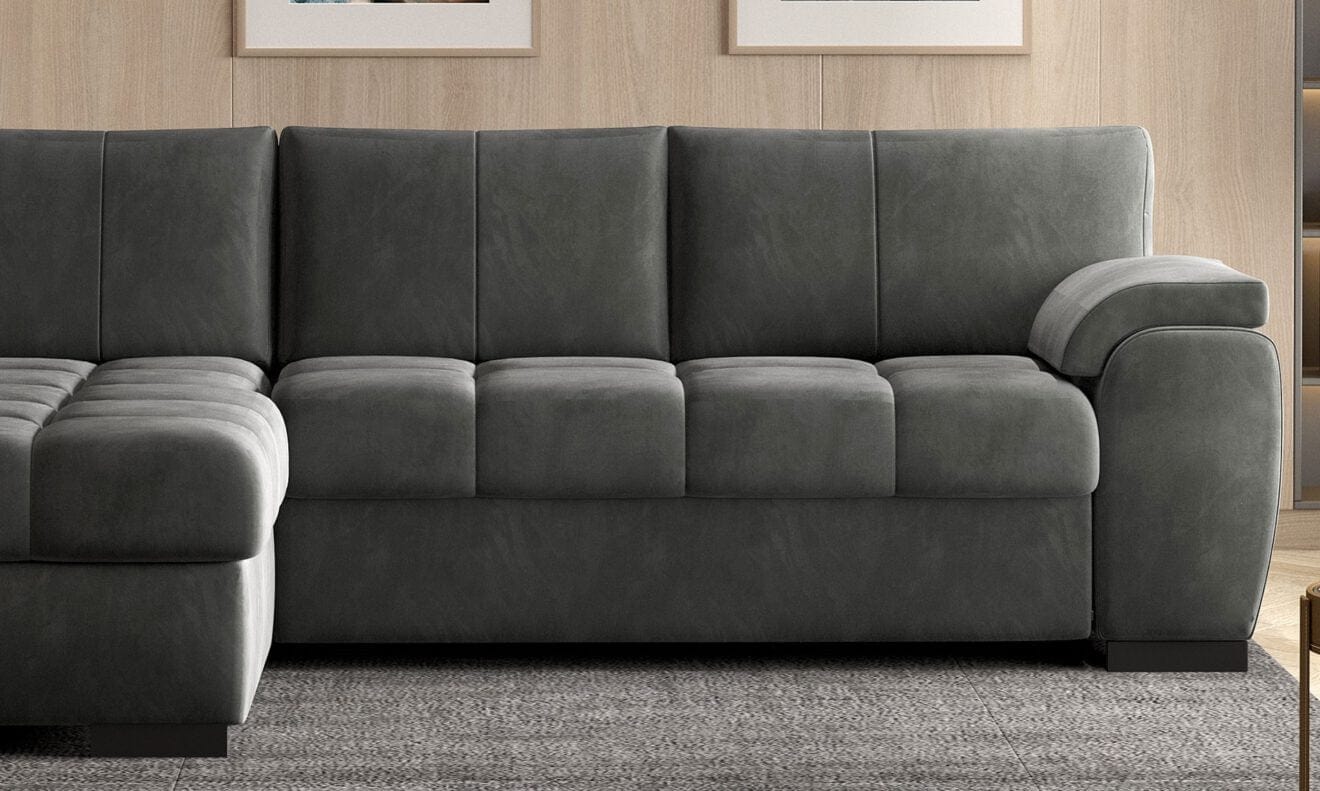 Wersal Divano Angolare Letto a sinistro 3 posti Tokito Grigio