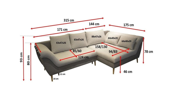 Divano Angolare Letto a sinistro 4 posti Aba Grigio (3)