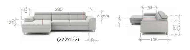 Divano Angolare Letto a sinistro 4 posti Astino Piccola Blu (6)
