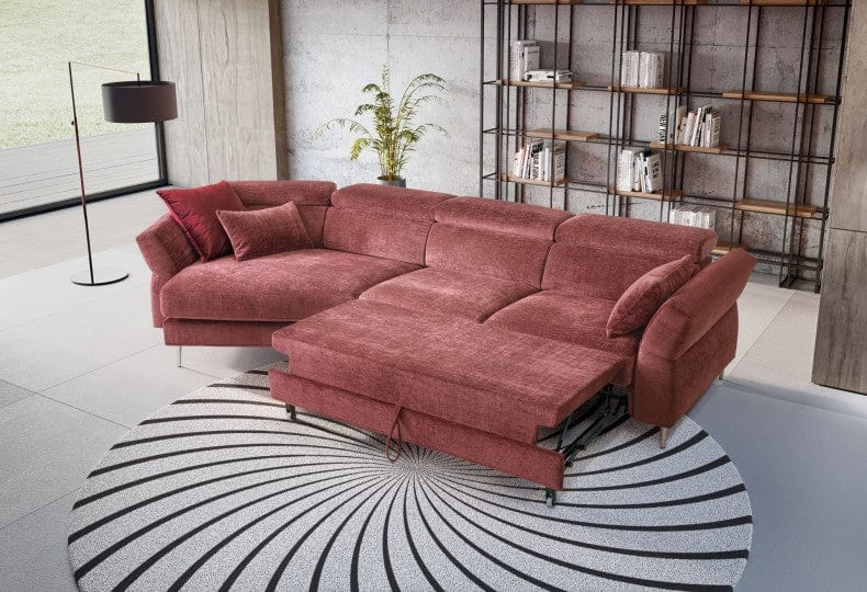 LeComfort Divano Angolare Letto a sinistro 4 posti Auroris Borgogna