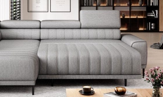 Wersal Divano Angolare Letto a sinistro 4 posti Caldones Grigio