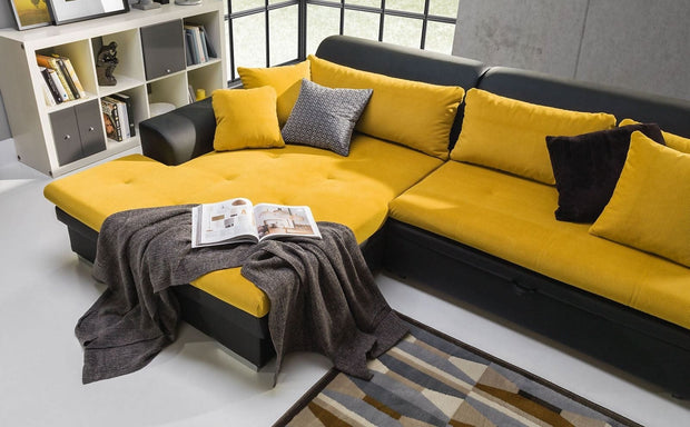 Divano Angolare Letto a sinistro 4 posti Caprifoi Nero (2)