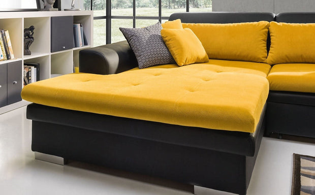 Divano Angolare Letto a sinistro 4 posti Caprifoi Nero (4)