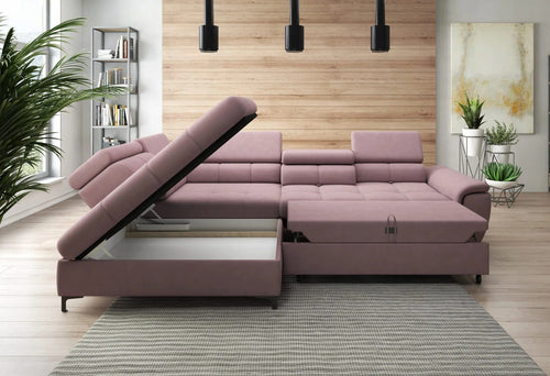 Wersal Divano Angolare Letto a sinistro 4 posti Devos Rosa