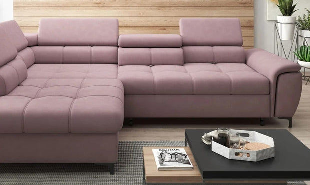 Wersal Divano Angolare Letto a sinistro 4 posti Devos Rosa