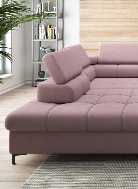 Wersal Divano Angolare Letto a sinistro 4 posti Devos Rosa