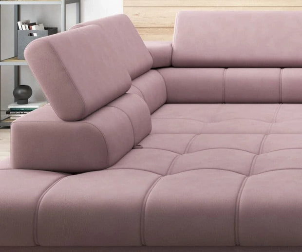 Wersal Divano Angolare Letto a sinistro 4 posti Devos Rosa