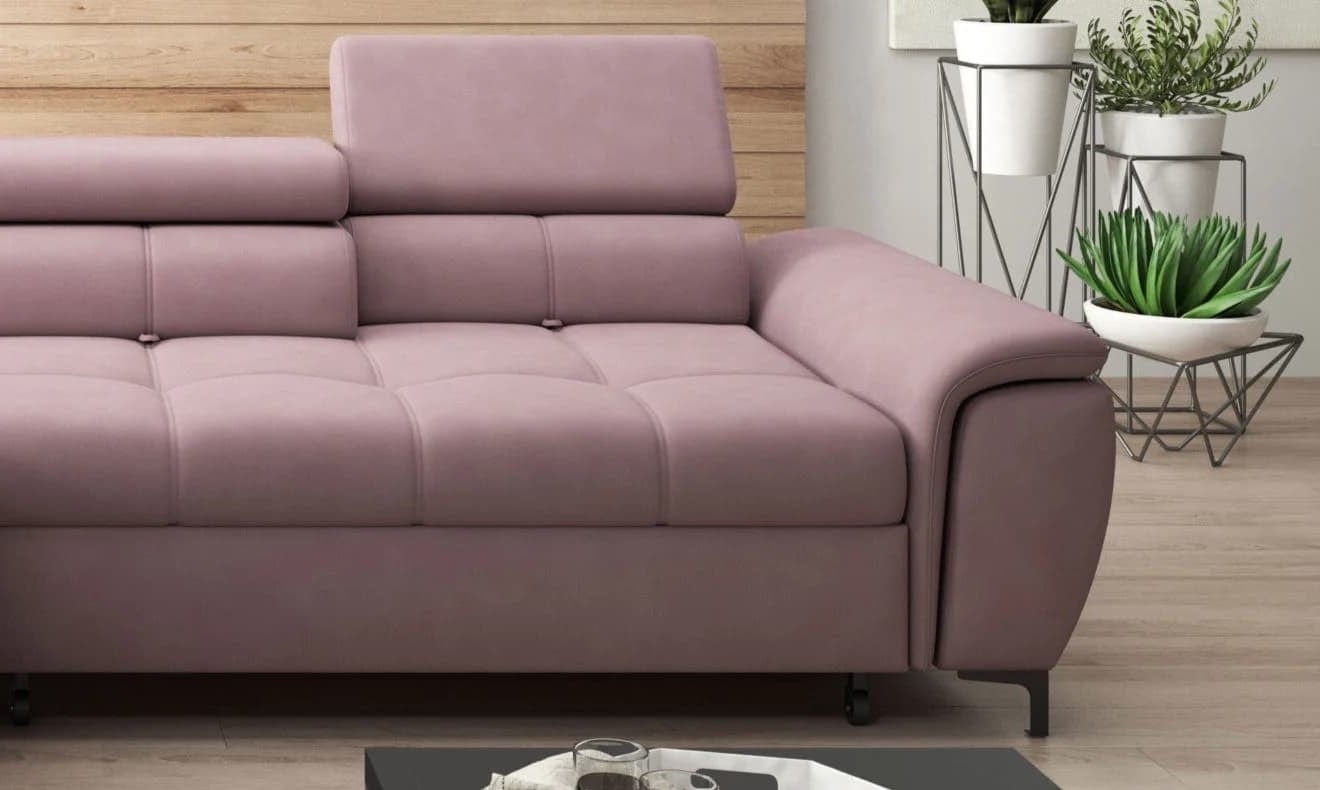 Wersal Divano Angolare Letto a sinistro 4 posti Devos Rosa