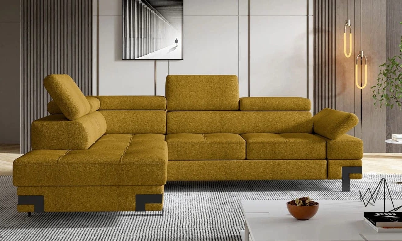 Wersal Divano Angolare Letto a sinistro 4 posti Empire L Giallo